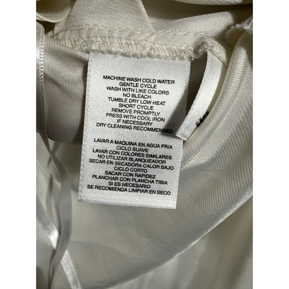 Kasper Blouse Womens 2X Ivory Excellent Satin Tie Neck Sleeveless Office Top - Picture 9 of 12
